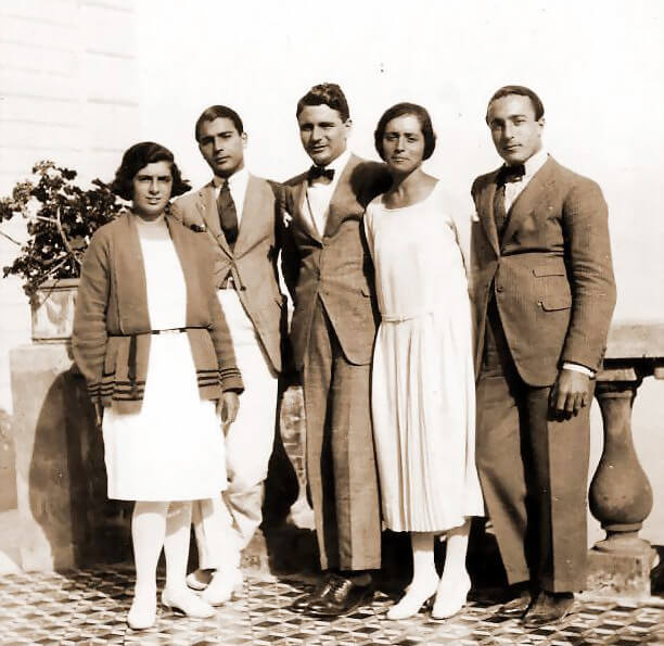 Historic archive photograph of the Fiorentino family at Grand Hotel Excelsior Vittoria in Sorrento
