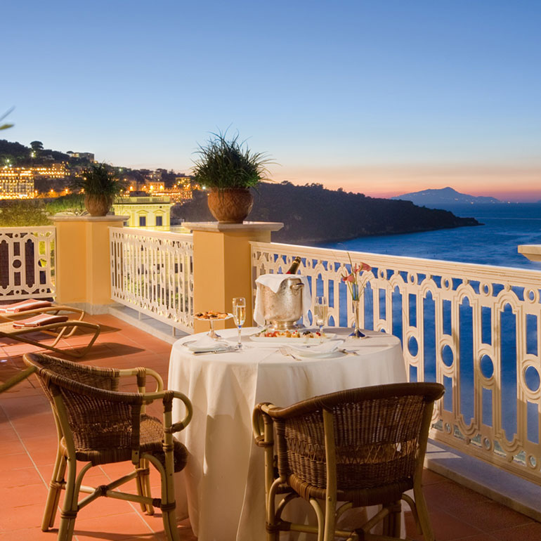 Sea-view suite terrace at Grand Hotel Excelsior Vittoria